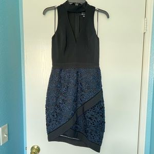 Adelyn Rae Lace Sasha Mock Neck Sheath Dress, Small